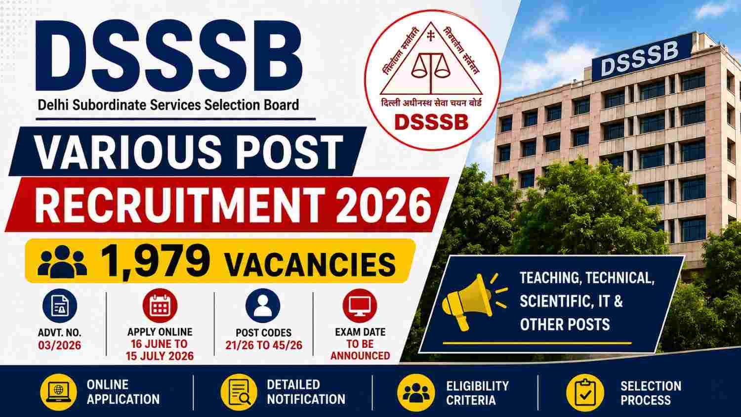 DSSSB Various Post Recruitment 2026