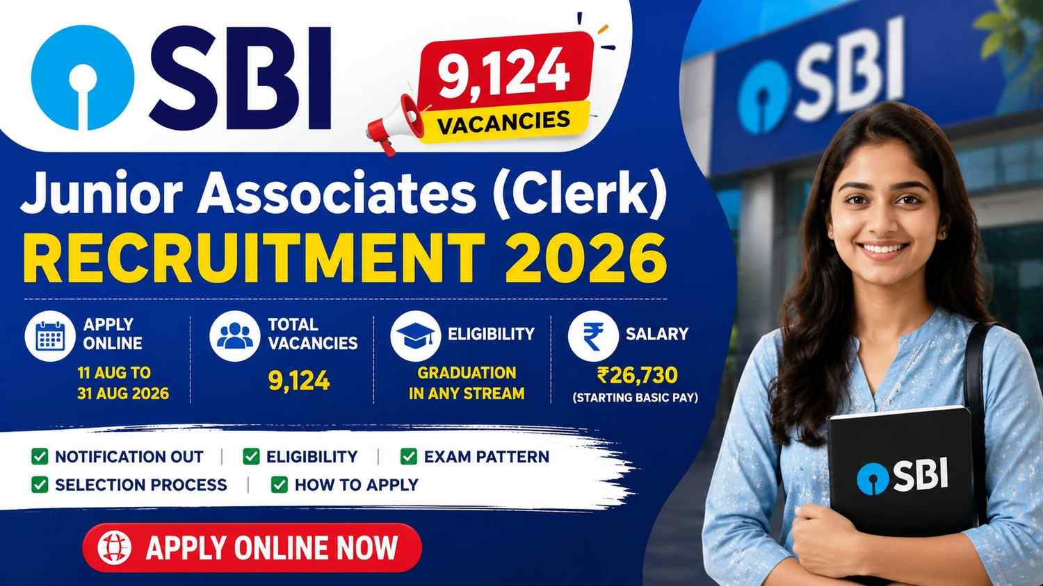 SBI Junior Associates Clerk Recruitment 2026